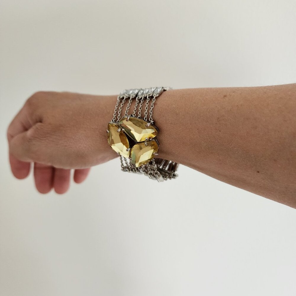 Banana Republic silver toned bracelet with yellow stones